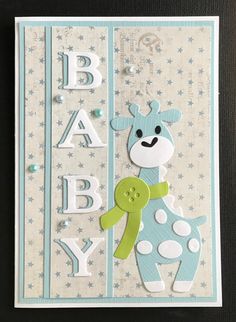 a baby card with a giraffe on it