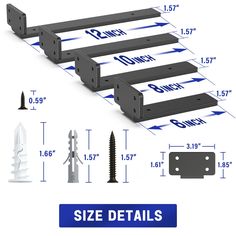 the size details and measurements for an aluminum door frame with screws, nails, and bolts