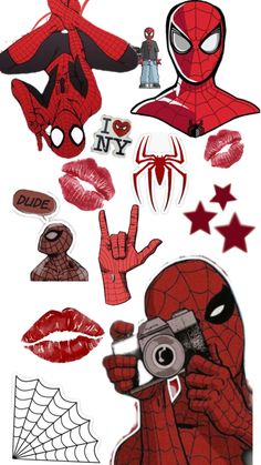 spiderman stickers are shown in this image