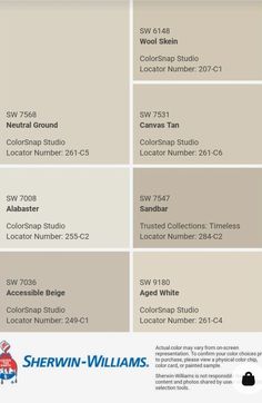 the color scheme for sheryln - williams's new paint colors, including white and