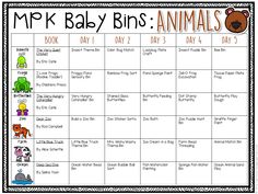 a printable baby shower game with animals on it and the words mrk baby bins