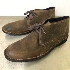 John Varvatos Distressed Oiled Leather Lace Up Chukka Boots - Brown Leather Upper With Contrasting Stitching Men's Size 12 M Excellent, Unworn Condition! Rugged Leather Slip-on Shoes With Leather Footbed, Rugged Slip-on Leather Shoes With Leather Footbed, Leather Slip-on Boots With Leather Footbed, Slip-on Leather Boots With Leather Footbed, Leather Boots With Textured Sole, Medium Width, Leather Boots With Textured Sole And Medium Width, Leather Shoes With Medium Width And Round Toe, Leather Lace-up Desert Boots With Leather Footbed, Casual Chukka Boots With Leather Footbed