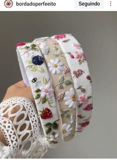 the bracelets are decorated with flowers and lace