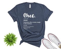 Chef shirt, Chef gift, cooking gift, cooking shirt, food shirt, foodie shirt, sous chef, culinary shirt ֎ All our simple color ones like White and Black are 100% Cotton ֎ All our Heathered Colors are cotton/polyester blend and they are super comfy soft! ֎ We use name brands lik Bella-Canvas and District Tee ֎ Soft and High-Quality Fabric ֎ Sueded Jersey ֎ Pre-shrunk ֎ Taped shoulder-to-shoulder ֎ Tear away label ֎ Side Seamed ֎ Retail fit S I Z E ✓ We have size chart on our listing photos S H I Cooking Shirt, Chef Shirt, Chef Shirts, Cooking Gift, Food Shirt, Sous Chef, Chef Gifts, Best Chef, Gifts For Cooks