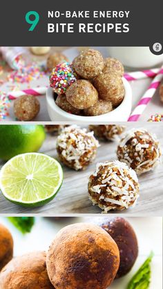 no bake energy bites recipe with limes and sprinkles on the side