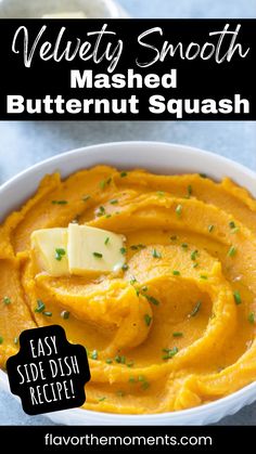 a bowl filled with mashed butternut squash