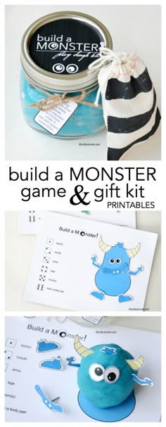 build a monster game and gift kit with printables for kids to play in