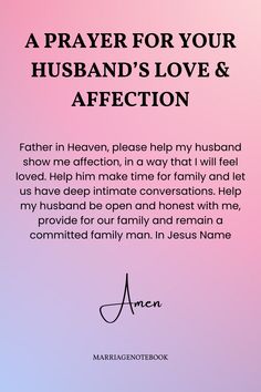 a prayer for your husband's love and affection