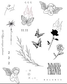 some tattoos with different designs on them