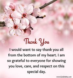 a thank card for someone with flowers on the branch and text that reads, thank you