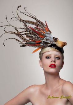 Pheasant tale Fascinator HeadpieceIvy by ArturoRios on Etsy, $192.00 Hats With Birds On Them, Surrealist Headpiece, Surrealist Costume, Surrealist Ball, Diy Headpiece, Couture Fascinators, Diy Fascinator, Mask Inspiration, Night Hat