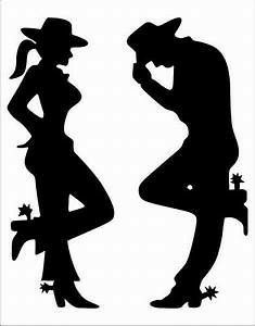 the silhouettes of two people dressed up as cowboys