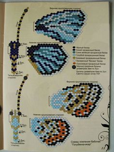 an open book with beaded designs and instructions on the pages, showing different beads