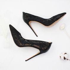 Shop Black Wedding Lace Hollow Out High Heel 4 inch Pointed Toe Pumps Shoes color Black for Dancing Club, Party, Wedding with worldwide Free shipping & Free return. Heels High Classy, Lace High Heels, Black And White Heels, Wedding Pumps, Wedding Shoes Lace, Mesh Heels, Lace Heels, Super High Heels, Womens Wedding Shoes