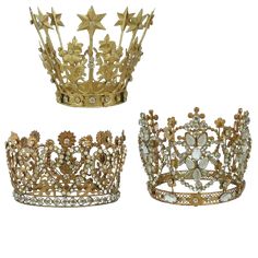 three tiaras, one with stars and the other with flowers