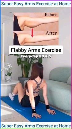 a woman is doing exercises on the floor with her legs up and knees down, before and after an exercise at home