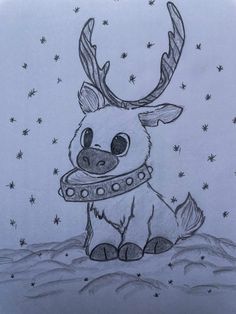 a drawing of a reindeer wearing a collar