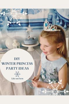 What do you do when your kid has a birthday party in the dead of Winter? Embrace the cold and throw them a DIY Winter Princess Party! Here are some ideas to host your very own frozen princess birthday party that will warm everyone’s heart! Featuring invitation inspiration, costume, wands and crowns, party props, craft, activities, decor and more! Ice Princess Party, Winter Birthday Themes, Princess Party Cake, Princess Party Ideas, Diy Kids Party, Winter Princess, Diy Winter, Birthday Party Crafts, Winter Wonderland Party