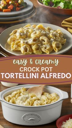 an easy and creamy crock pot tortellini alfredo