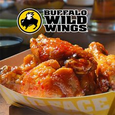 buffalo wild wings in a yellow bowl with the buffalo wild wings logo above it on top