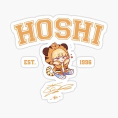 the hoshi sticker is shown with an image of a cartoon character on it