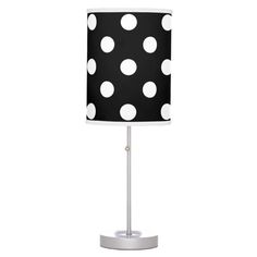 a black and white polka dot lamp shade