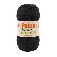 patons kroy socks yarn in black, 50g / 2 5oz