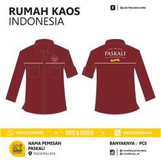 Rumah Kaos Indonesia adalah industri kreatif indonesia yang membantu anda untuk mewujudkan kebutuhan pembuatan seragam yang anda inginkan. Dengan desain yang kreatif, bahan yang nyaman serta harga yang sangat terjangkau. Selain itu proses pengerjaan yang cepat dan rapi menjadi andalan kami untuk memuaskan pelanggan Salah satunya tempat pembuatan kemeja seragam, dengan spesifikasi sebagai berikut : - Menggunakan bahan American drill - Menggunakan bordir komputer - Jahitan rapi dan kuat. Jika anda berminat bisa langsung hubungi admin kami (08112223645 IBU DITA) Kemeja Tactical, Kemeja Pdh, Kemeja Pdl, Men's Button Down Shirt, Denim Shirt, Plaid Shirt, Sauce, Indonesia