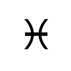 the pisci symbol is shown in black and white