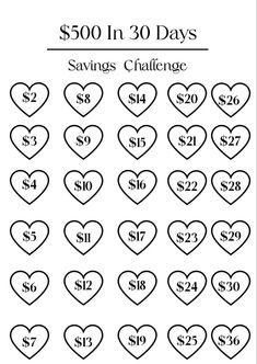 the $ 500 in 30 days savings challenge for valentine's day is now available