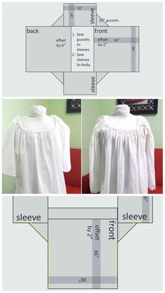 the instructions for how to sew a blouse with sleeves and collars, as well as