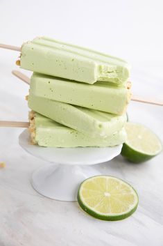 lime pops are stacked on top of each other