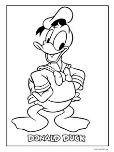 donald duck coloring page with the words donald duck on it and an image of donald duck