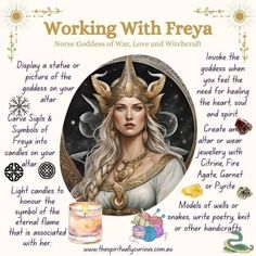 an image of a woman with horns on her head and the words working with freya