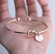 Personalized Gift for Mom from Daughter Gift for Mom Knot Bracelet bridesmaid bracelet for mom Inspirational bracelet Tie the Knot Initial Bangle Bracelet, Initial Charm Bracelet, Bracelet Rose Gold, The Bangles, Inspirational Bracelets, Bracelet Knots, Stainless Steel Bangles, Cuff Bangle Bracelet, Knot Bracelet