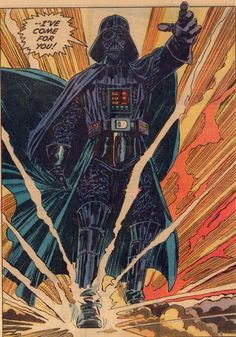 darth vader from the star wars comic book, with his fist out in front of