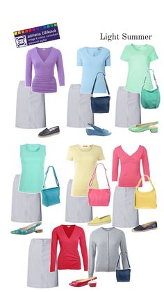 Light Summer Color Palette Outfits, Summer Outfits Capsule Wardrobe, Summer Color Palette Outfits, Light Summer Outfits