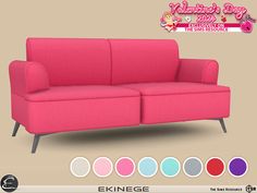 an image of a pink couch with six colors on it and the text valentine's day