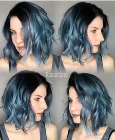 Short Blue Hair, Best Ombre Hair, Blue Ombre Hair, Dark Blue Hair, Ombre Hair Blonde, Ombré Hair, Bob Hair, Hair Color Blue, Ombre Hair Color