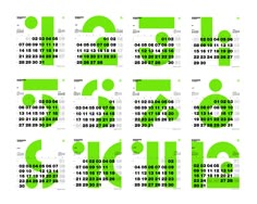 a green calendar with numbers in it