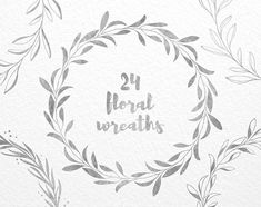 watercolor wreaths with the words, 24 floral wreaths written in black ink