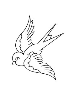 a black and white drawing of a bird flying