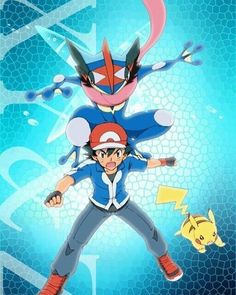 the pokemon movie poster with an image of two people in blue and red outfits, one holding