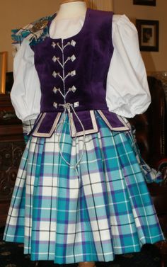 Highland Dance Outfits, Dress Shields, Scottish Costume, Scottish Highland Dance, Highland Dancing, Purple Tartan, Tartan Cushions, Purple Vest, Match Velvet