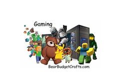 a group of people standing next to each other in front of a computer screen with the words gaming on it