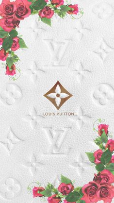 the louis vuitton logo is surrounded by red roses