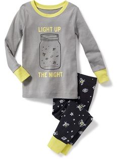 2-Piece Glow-in-the-Dark Firefly-Graphic Sleep Set for Toddler & Baby Son Clothes, Boys Sleepwear, Sleep Set, Kids Fashion Boy, Kids Fashion Girl, Maternity Wear