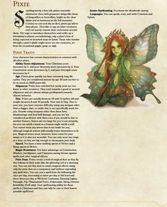 a page with an image of a fairy on it