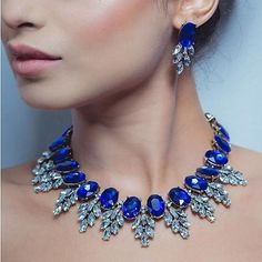 Gender:Women's; Gemstone:Sapphire,Crystal,Cubic Zirconia; What's in the box:1 Necklace,Earrings; Gemstone Color:Multicolor; Quantity:1 set; Theme:Leaf; Shape:irregular; Style:Elegant,Ladies,Statement,Luxury; Width of Earrings:1.5; Jewelry Type:Drop Earrings,Choker Necklace,Necklace; Occasion:Prom,Promise,Festival,Party,Masquerade,Engagement Party,Wedding; Material:Alloy,Rhinestone; Length of Earrings:3.8; Length of Necklace:50; Design:Oval Cut; Front page:Jewelry; Product Dimensions:0.0000.0000. Bridal Statement Necklace, Clear Necklace, Wedding Party Jewelry, Trendy Necklaces, A Necklace, Bridal Jewelry Sets, Rhinestone Earrings, Necklace Earring Set, Jewelry Party