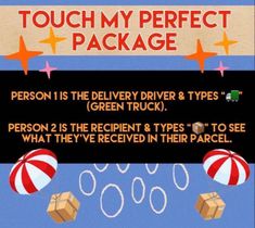 an advertisement for the delivery truck driver's green truck, which includes two boxes and three parachutes